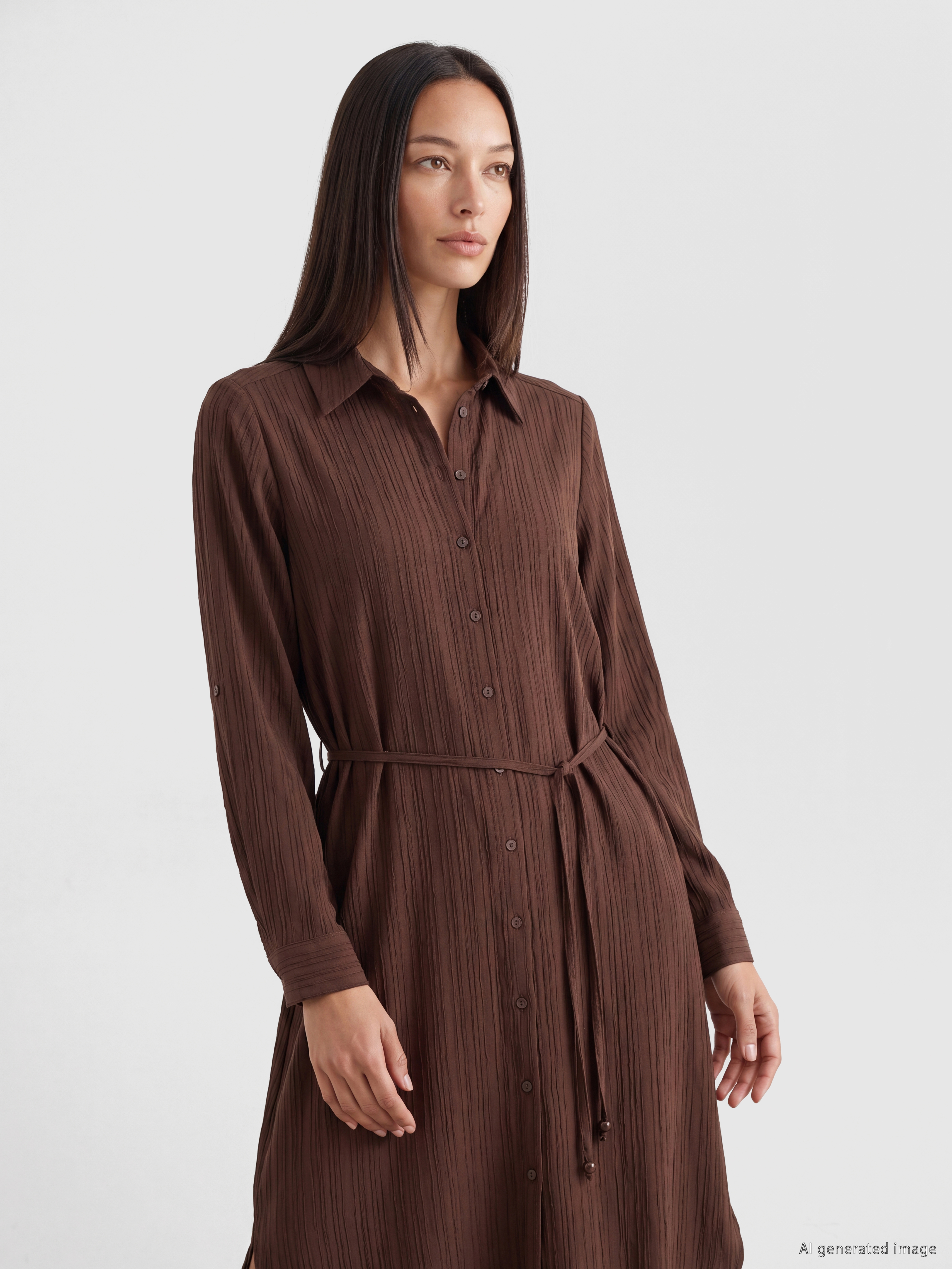 LCW EVERYDAY Beli Kuşaklı Dokulu Gömlek Tunik görsel 2