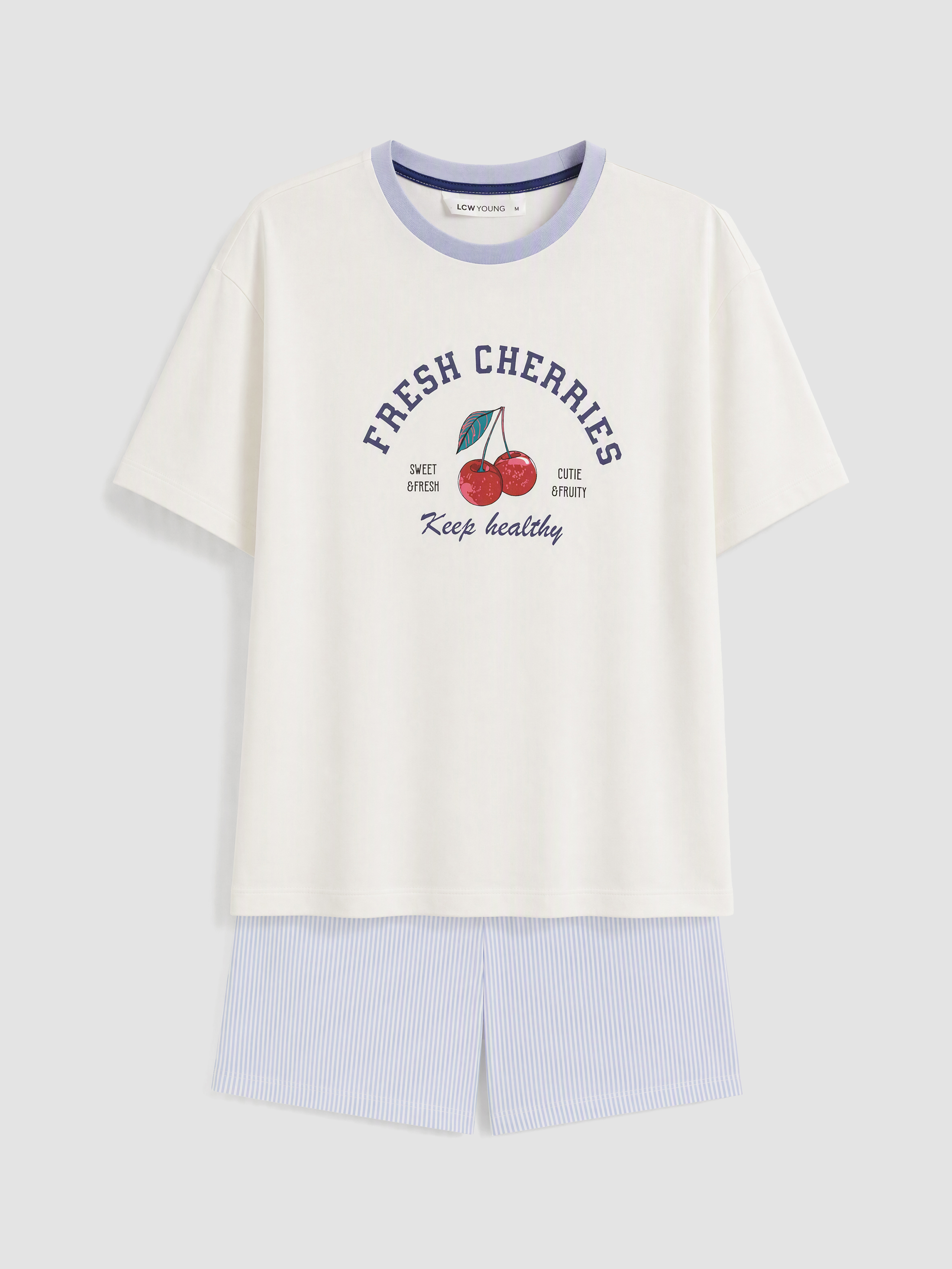 LCW Young Bisiklet Yaka Kadın Şortlu Pijama Takımı görsel 3