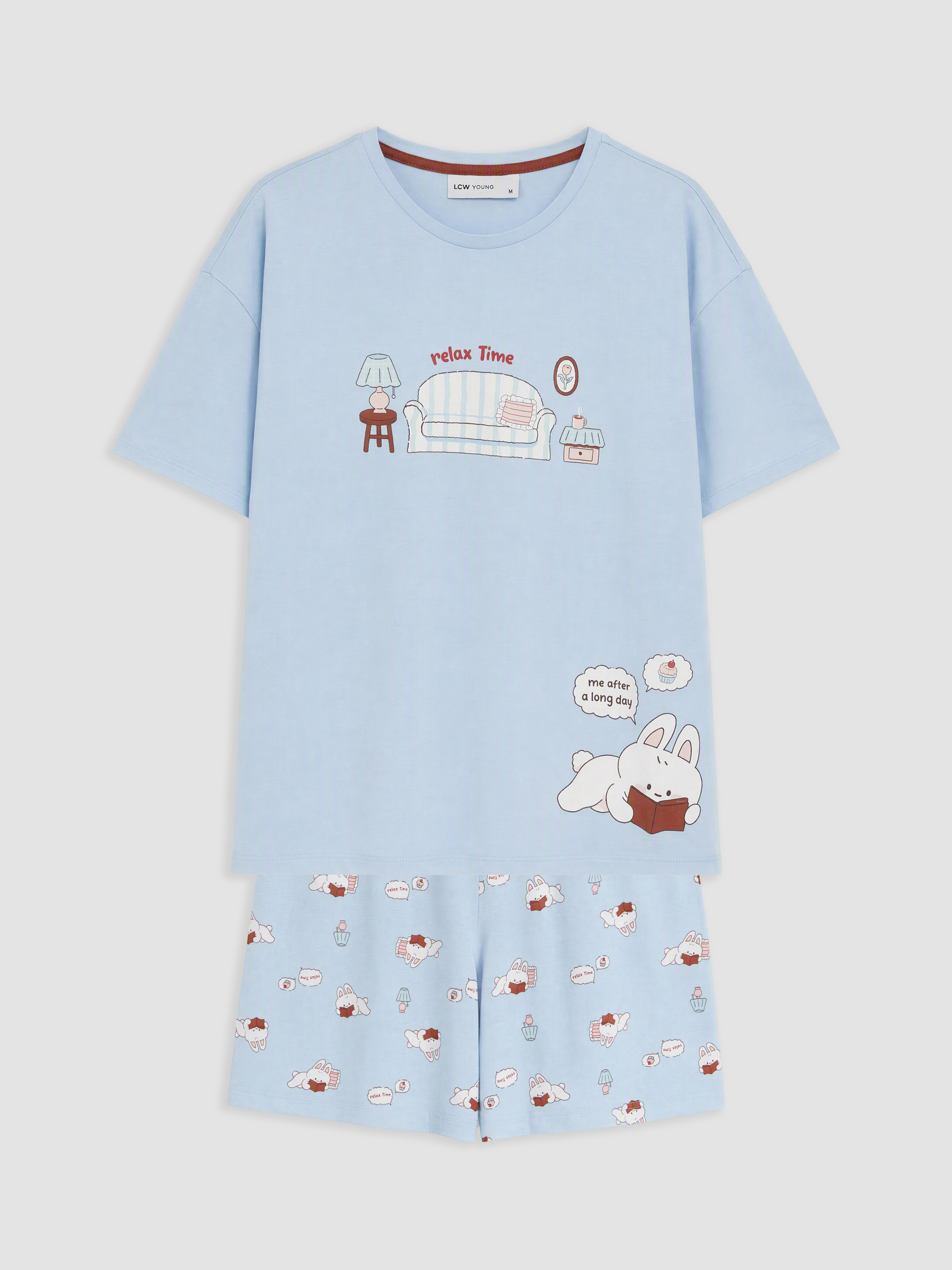 LCW Young Baskılı Kadın Şortlu Pijama Takımı görsel 4