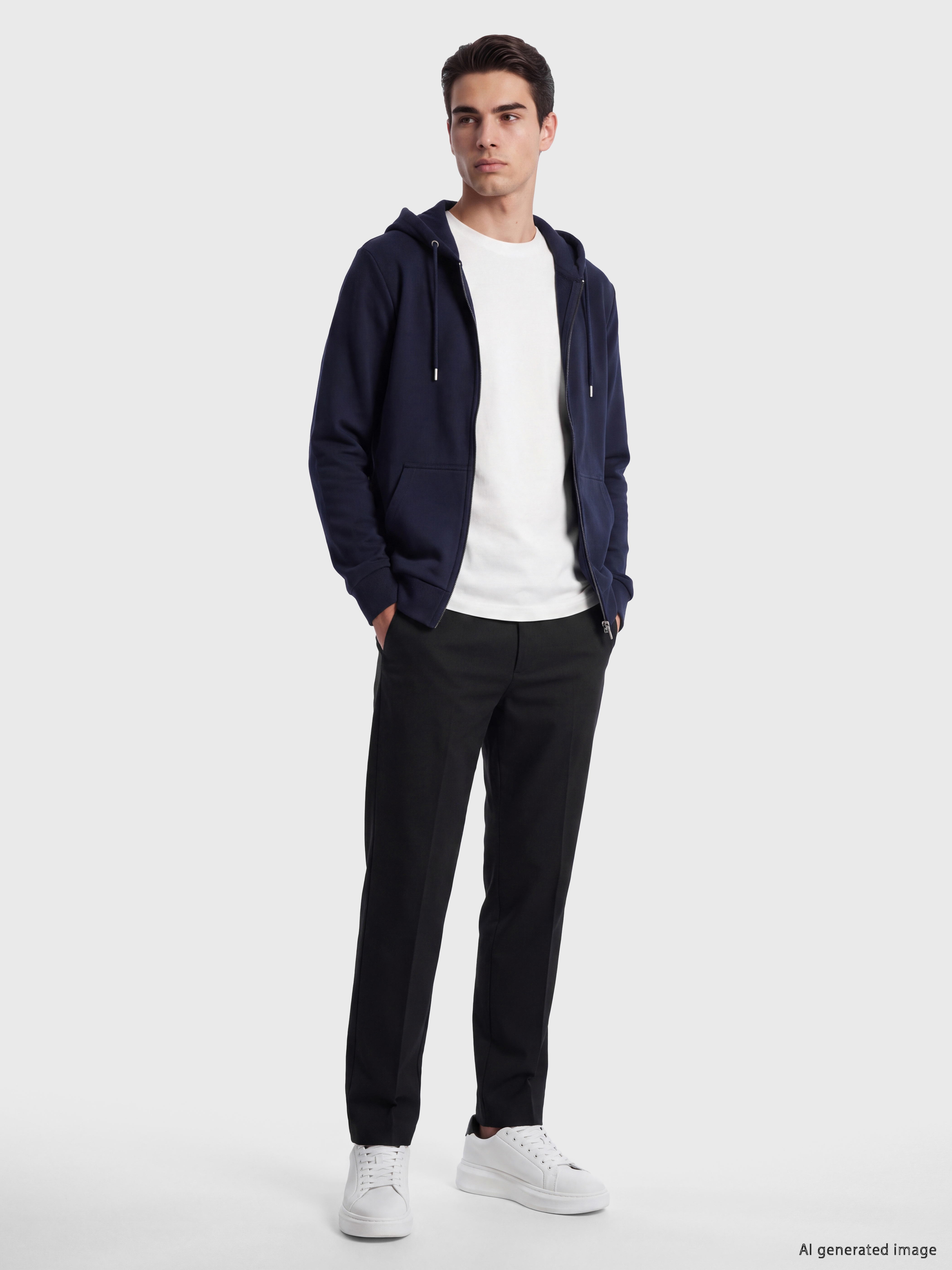 LCWAIKIKI Classic Kapüşonlu Erkek Fermuarlı Sweatshirt görsel 2